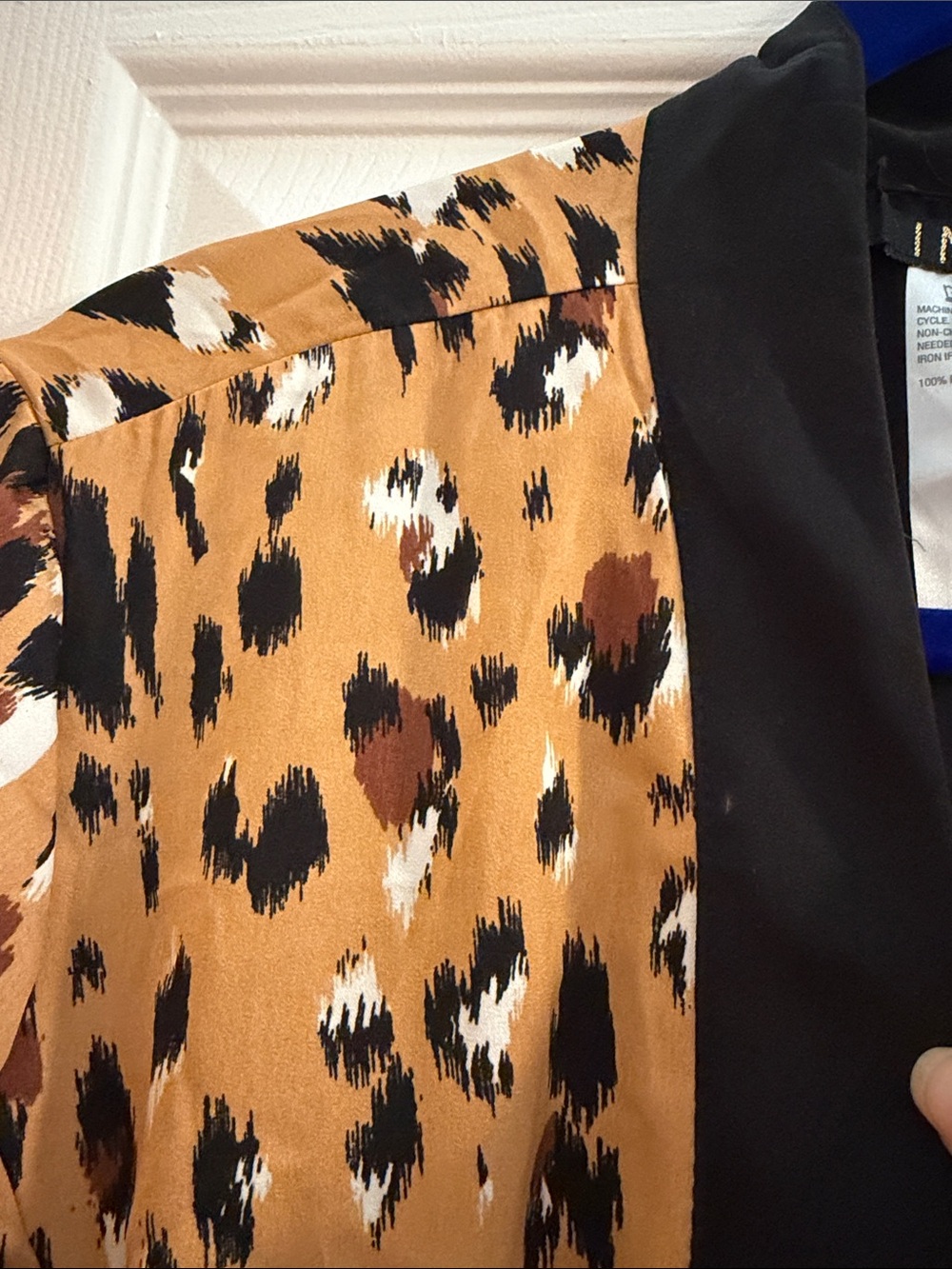 IMAN Animal-Print Open Front Cardigan Jacket - Tan, Black size L - Picture 6 of 7